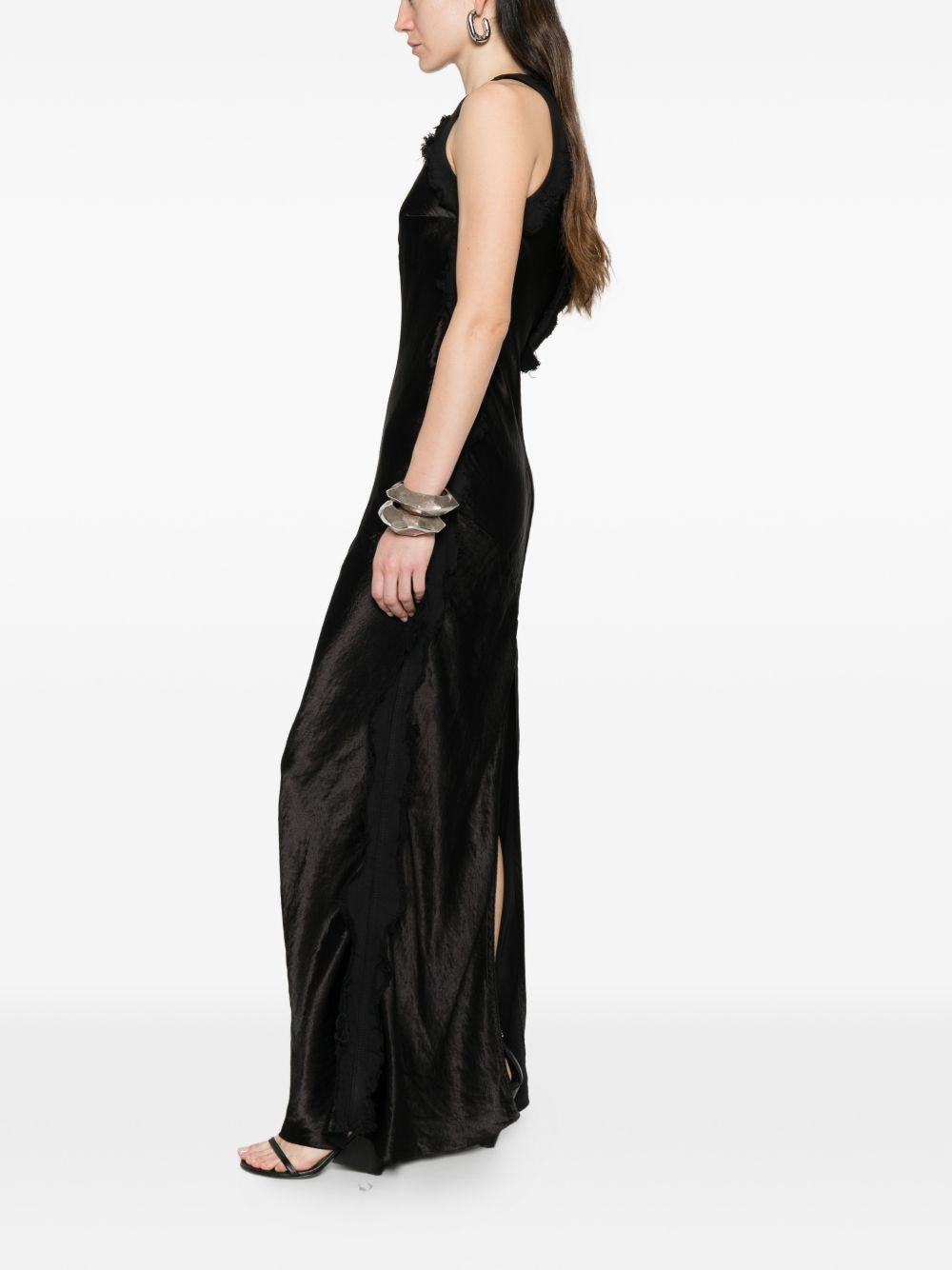 Abito midi con frange in nero Haikure - donna 