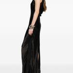 Abito midi con frange in nero Haikure - donna 