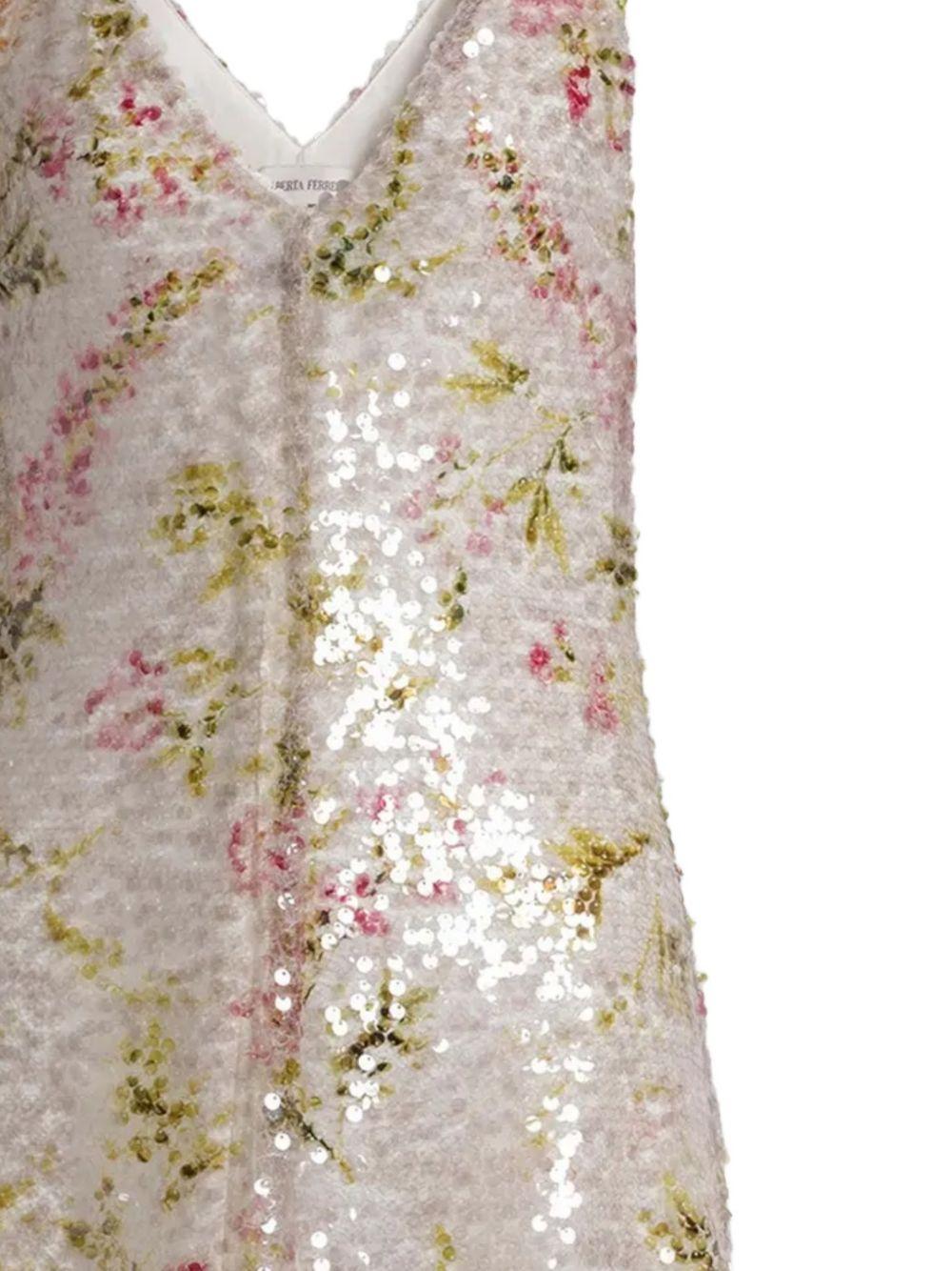 Abito con paillettes con stampa a fiori 
