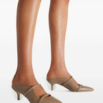 Mules Maureen 45 kitten heel in nappa taupe 