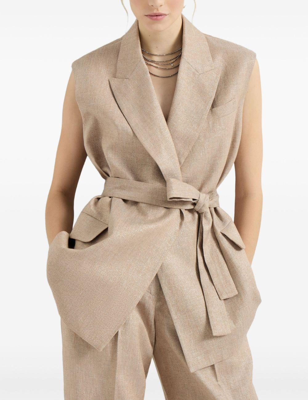 Gilet con cintura in rosa Brunello cucinelli - donna 