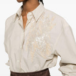Camicia con ricamo paillettes in rosa brunello cucinelli - donna 
