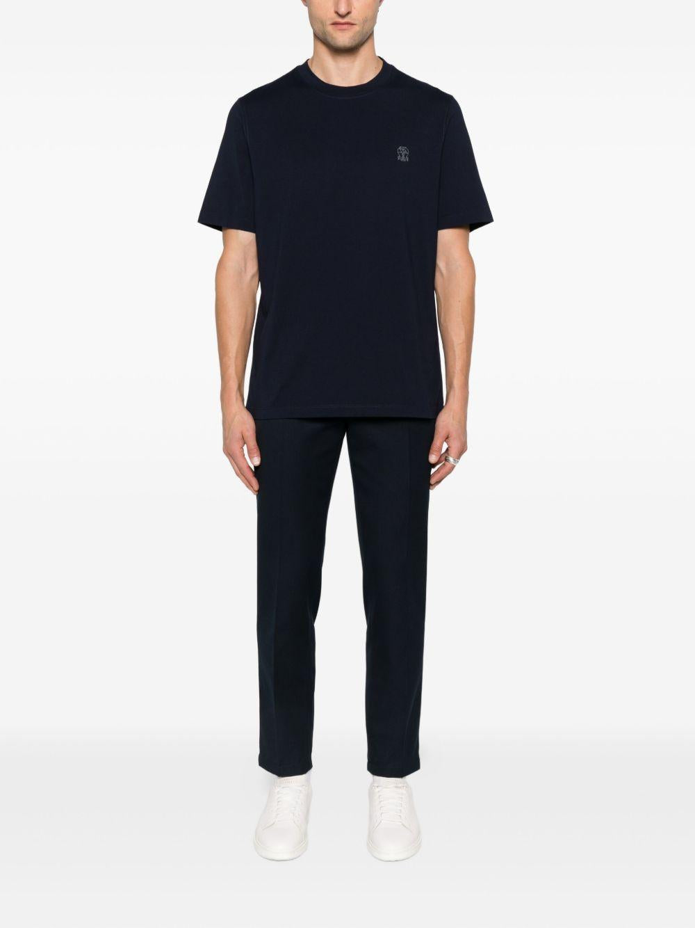 T-shirt a maniche corte in blu Brunello Cucinelli - uomo 