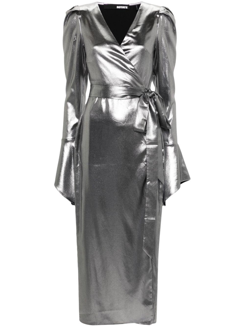 Abito midi lamé in argento - donna 