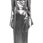 Abito midi lamé in argento - donna 
