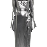 Abito midi lamé in argento - donna 