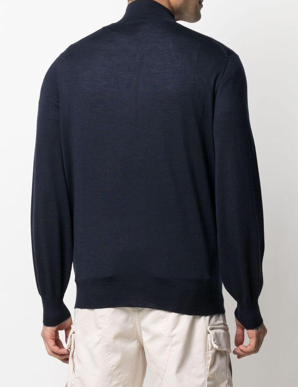 Maglione con mezza zip in blu 