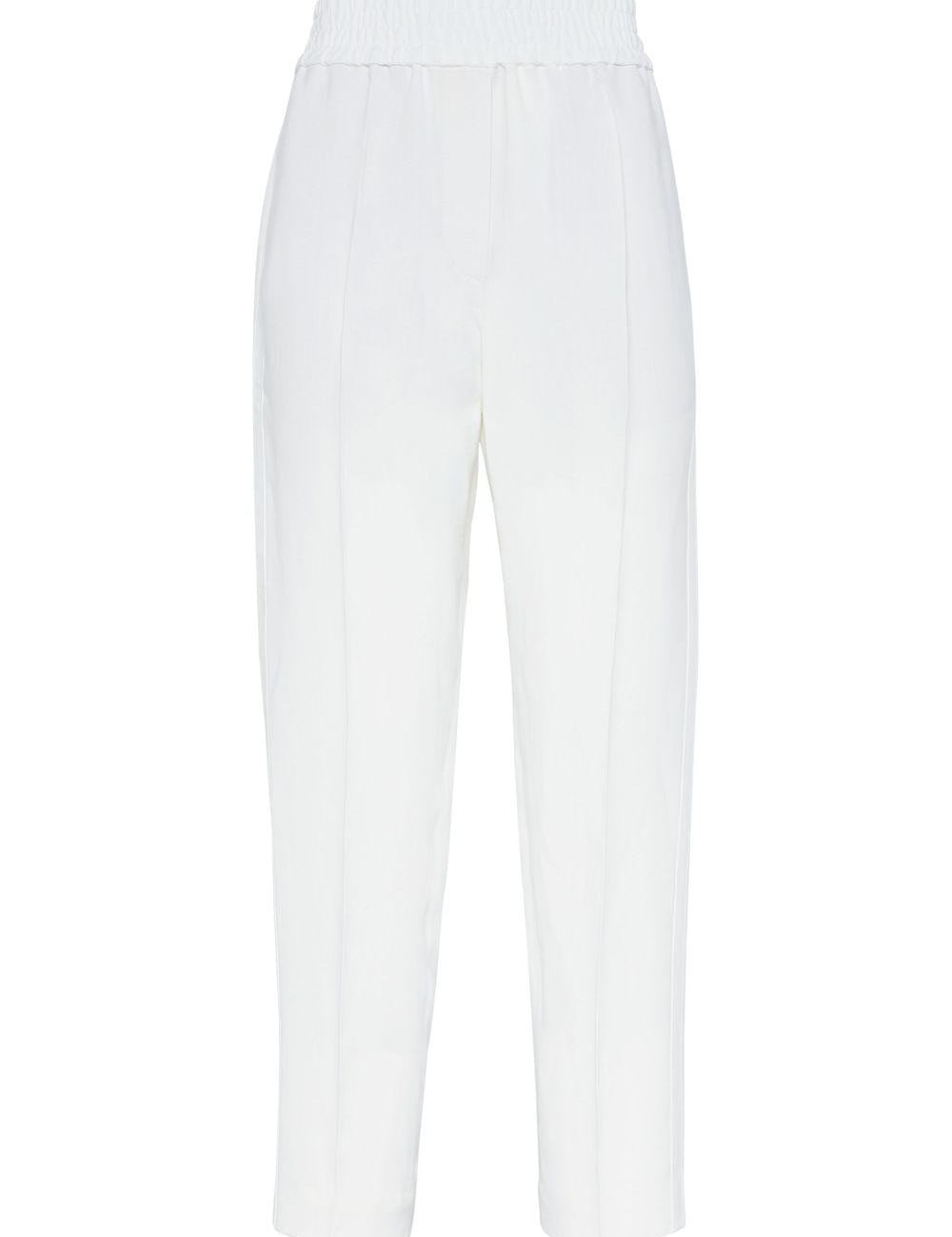 Pantaloni crop con dettaglio a righe in bianco Brunello cucinelli - donna 