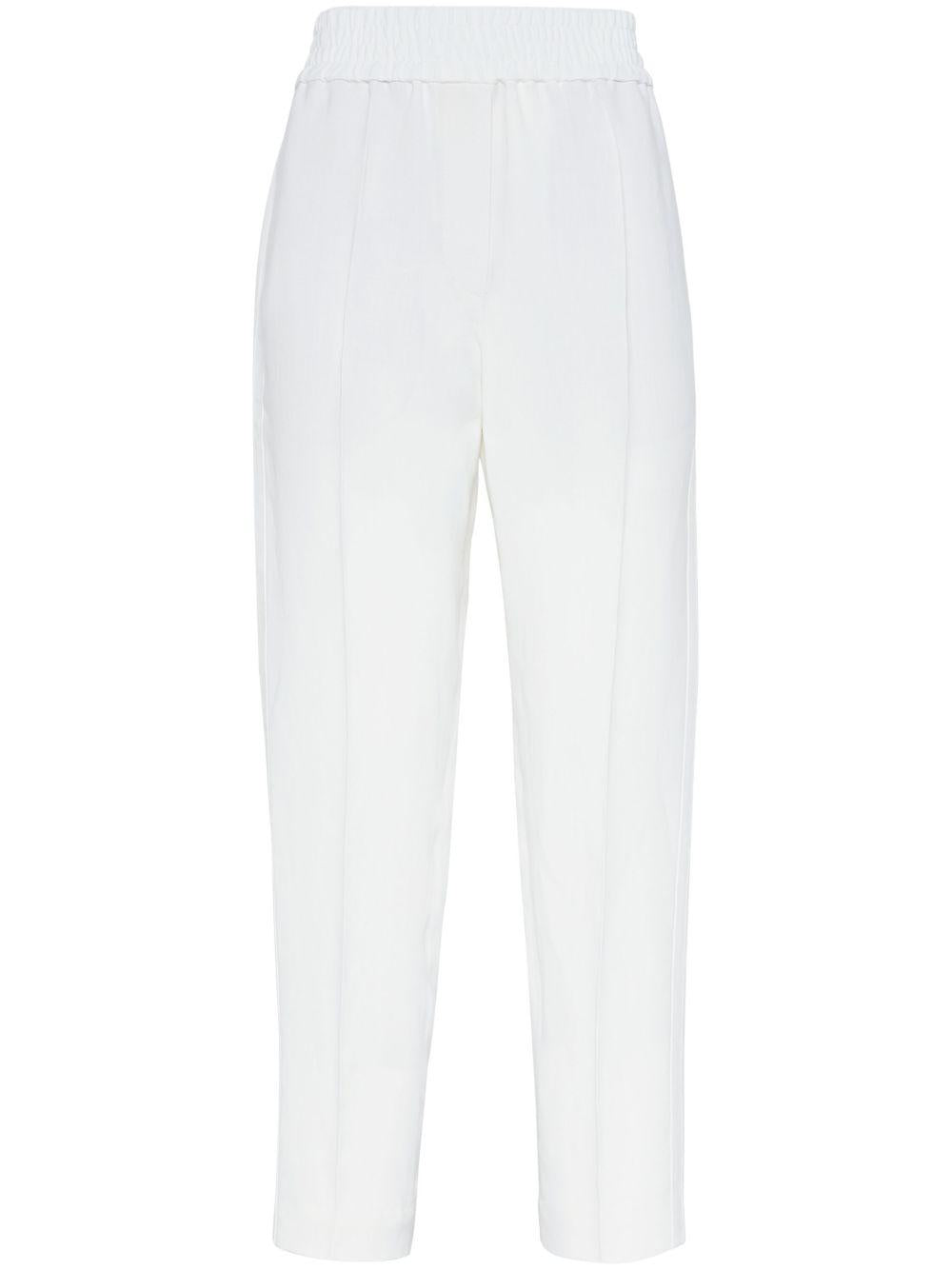 Pantaloni crop con dettaglio a righe in bianco Brunello cucinelli - donna 