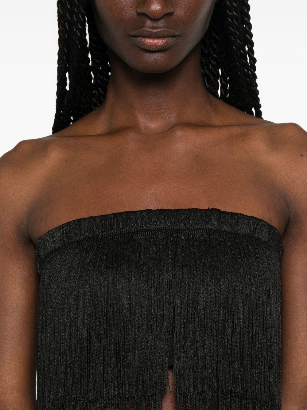 Top con frange in nero Bless - donna 