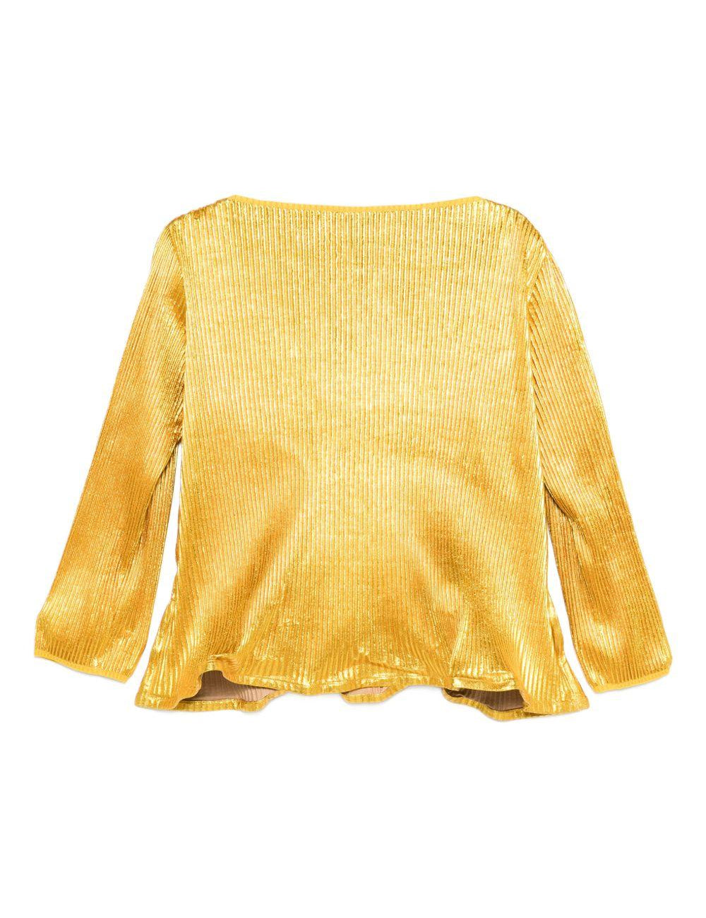 Top plisettato a maniche lunghe in oro Melitta baumeister - donna 