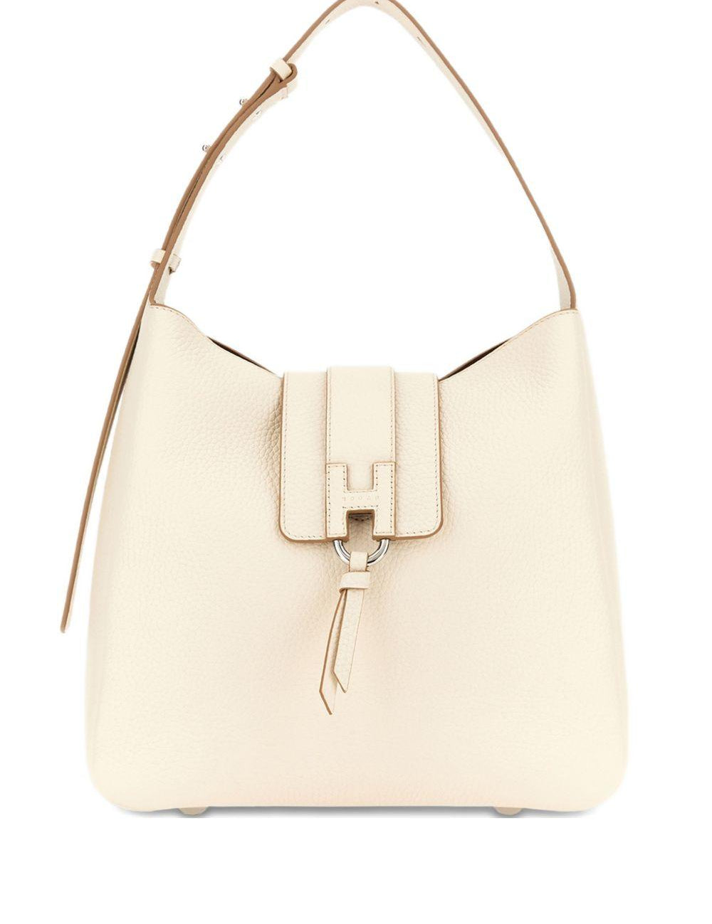 Borsa a spalla con fibbia H in avorio Hogan - donna 