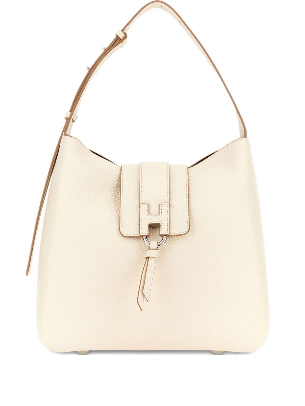 Borsa a spalla con fibbia H in avorio Hogan - donna 
