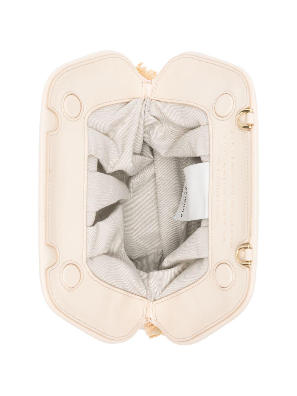 Clutch bios piccola con inserti in rafia in avorio e beige Themoirè - donna 