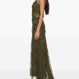 Abito con iserti in pizzo in verde kaki Blumarine - donna 