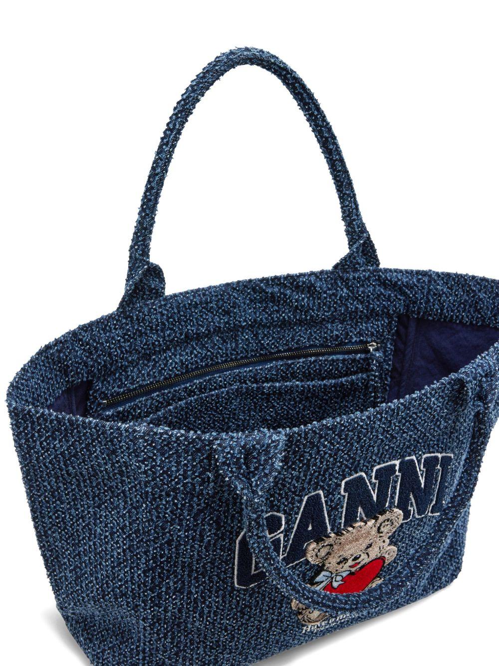 Borsa tote con stampa in blu Ganni - donna 