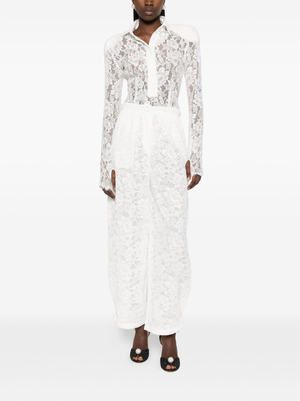 Pantaloni affusolati in pizzo in bianco Rowen rose - donna 