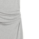 Abito midi con drapeggio in grigio 