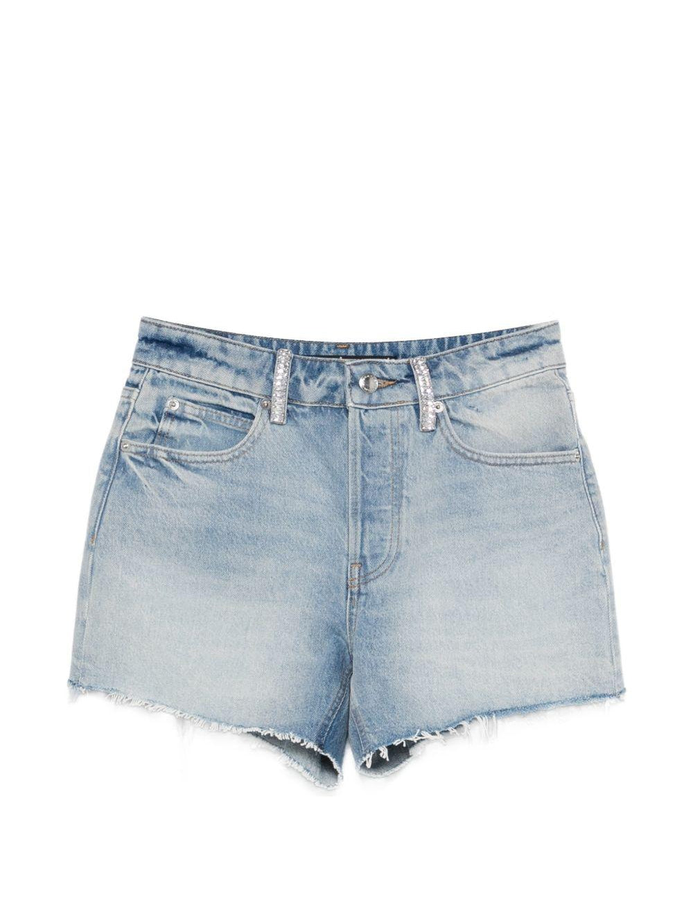 Shorts in denim con cristalli in blu Alexander wang - donna 