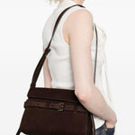 Borsa a spalla tie-me in suede nero Moschino - donna 