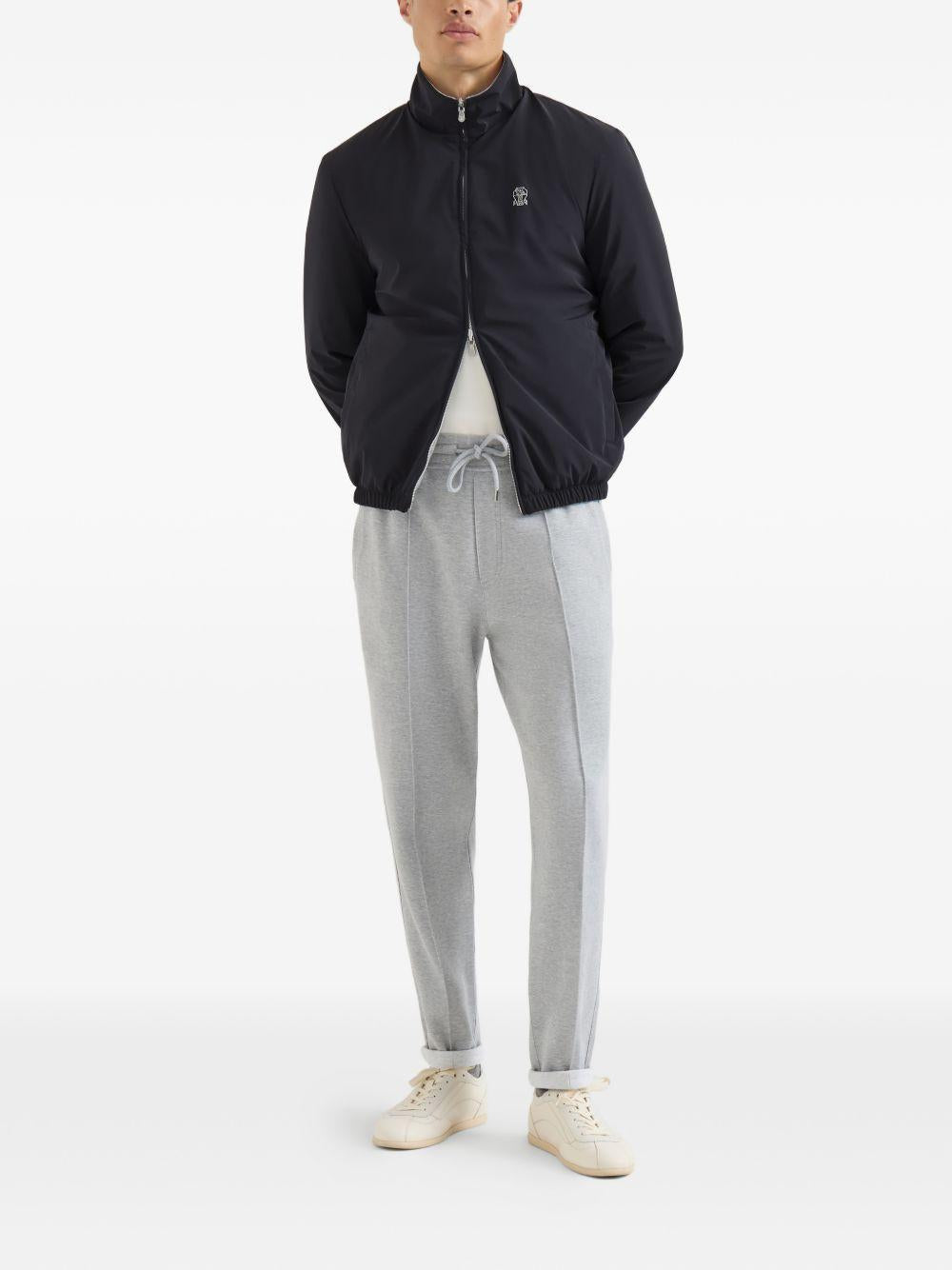 Giacca reversibile con logo in blu e grigio brunello cucinelli - uomo 