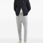 Giacca reversibile con logo in blu e grigio brunello cucinelli - uomo 