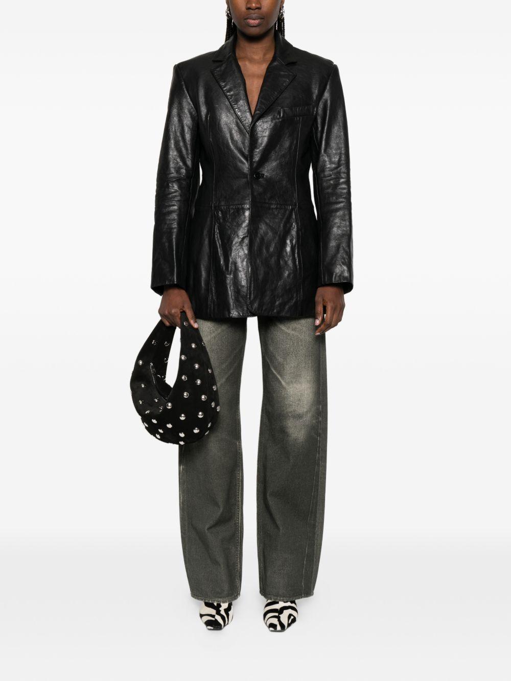 Blazer squadrato in pelle in nero Alexander wang - donna 