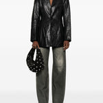 Blazer squadrato in pelle in nero Alexander wang - donna 