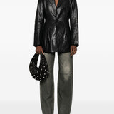 Blazer squadrato in pelle in nero Alexander wang - donna 