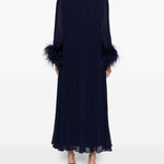 Abito lungo con piume in blu Self-Portrait - donna 
