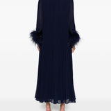 Abito lungo con piume in blu Self-Portrait - donna 