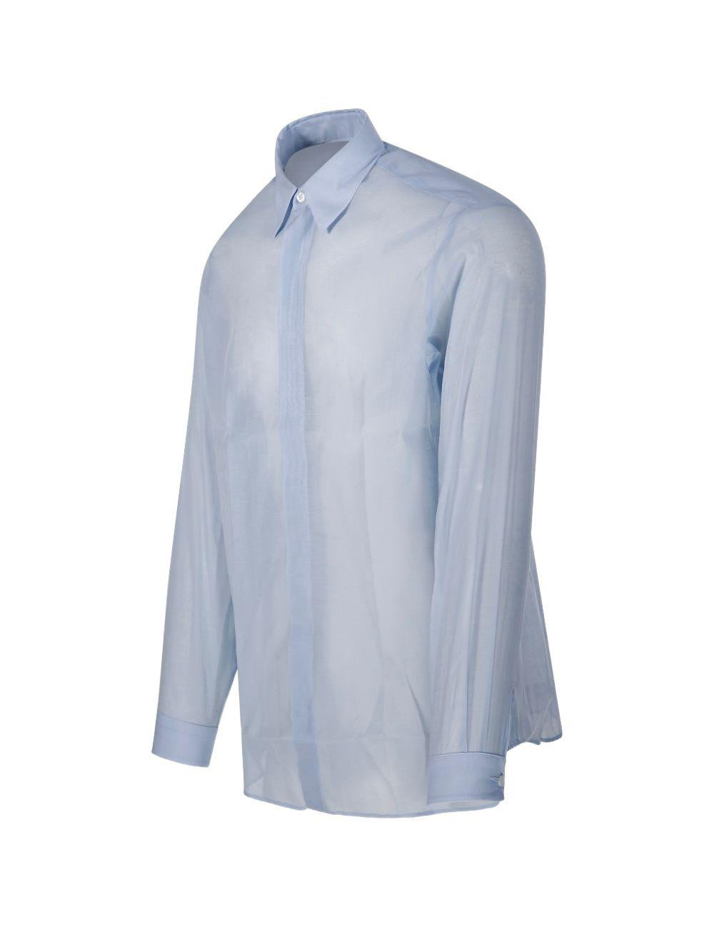 Camicia con bottoni nascosti in azzurro Lardini - uomo 