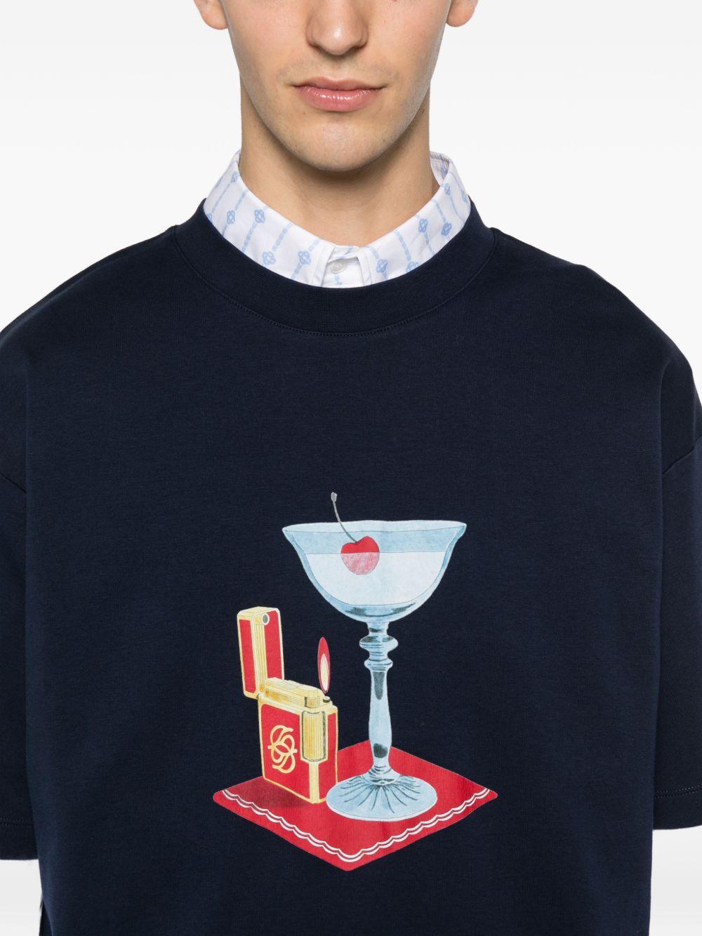 T-shirt con stampa grafica cocktail in blu Drole de monsieur - uomo 