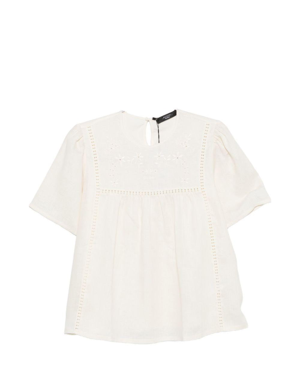 Top a pannelli con ricami floreali in bianco Maxmara weekend - donna 