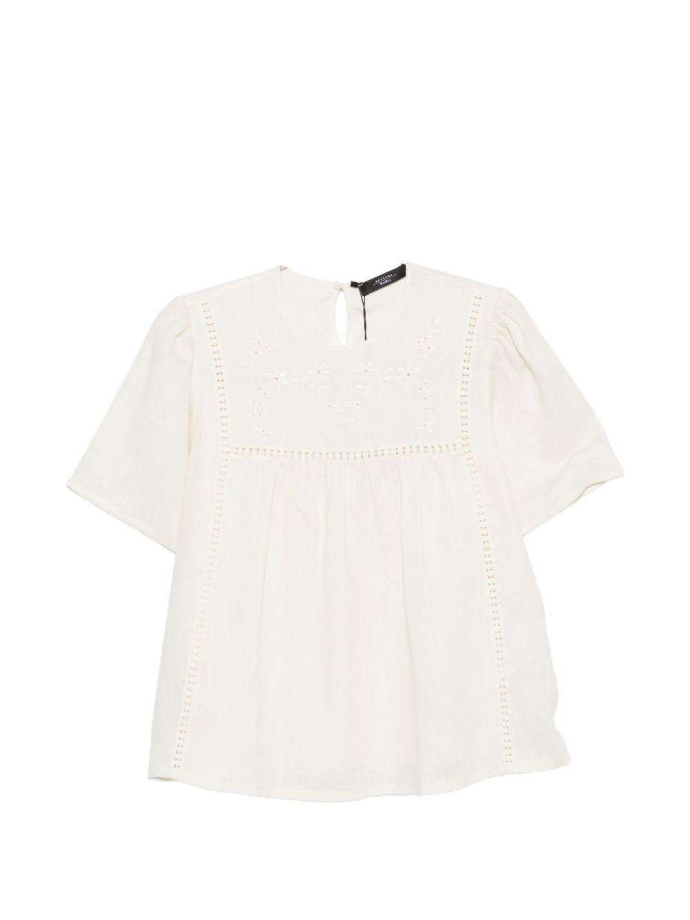 Top a pannelli con ricami floreali in bianco Maxmara weekend - donna 