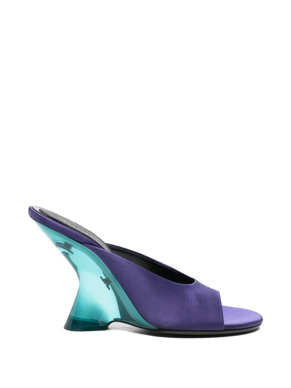 Mules con tacco scolpito in viola Dries van noten - donna 