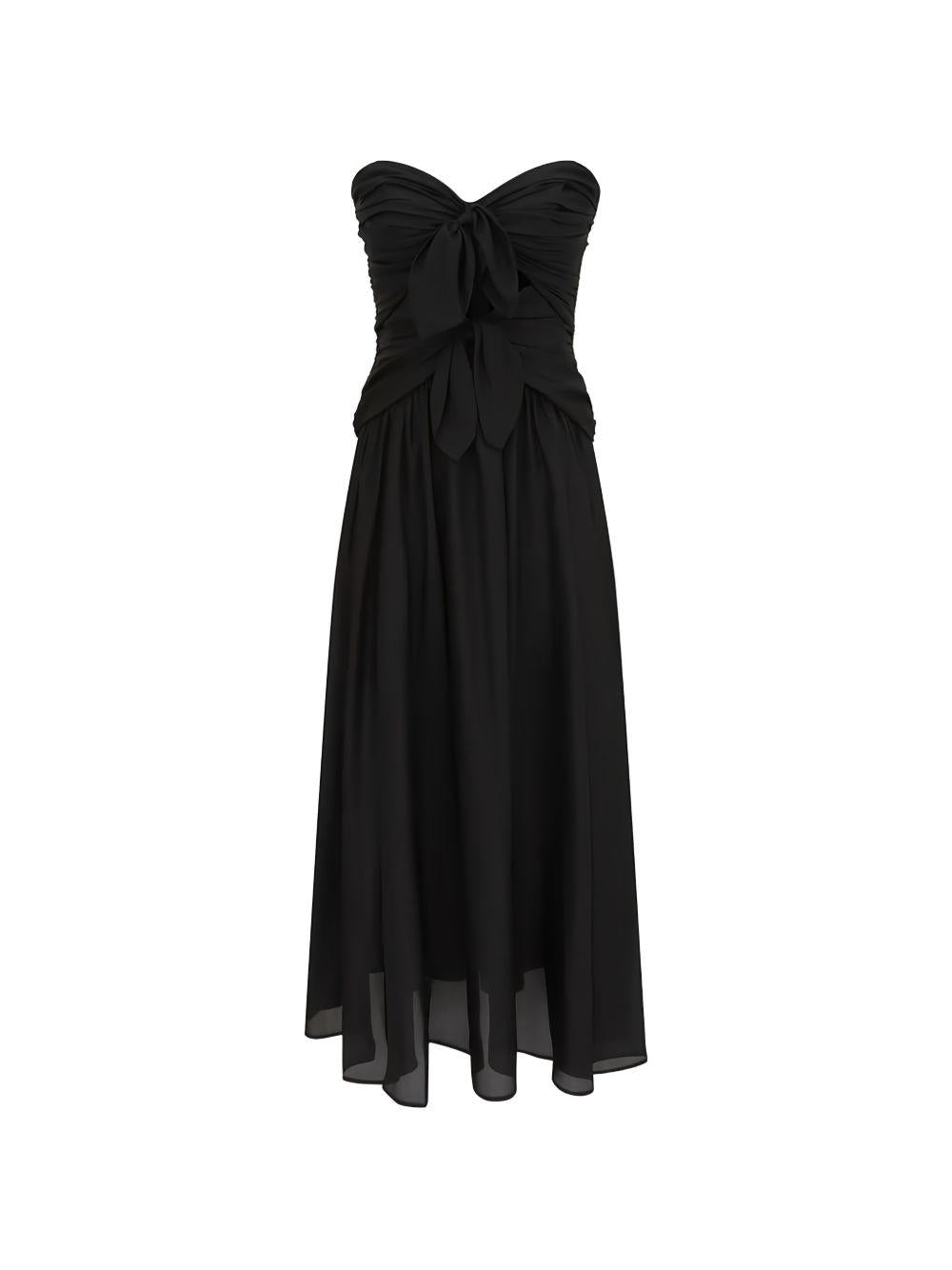 Abito midi con scollo a cuore Aster in nero 