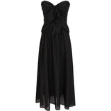 Abito midi con scollo a cuore Aster in nero 