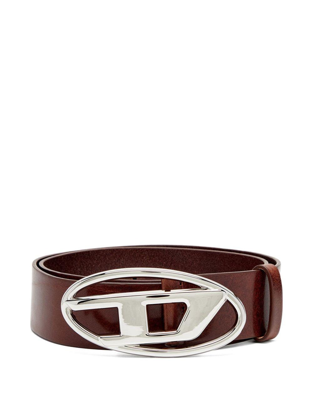 Cintura con fibbia logo in marrone Diesel - unisex 