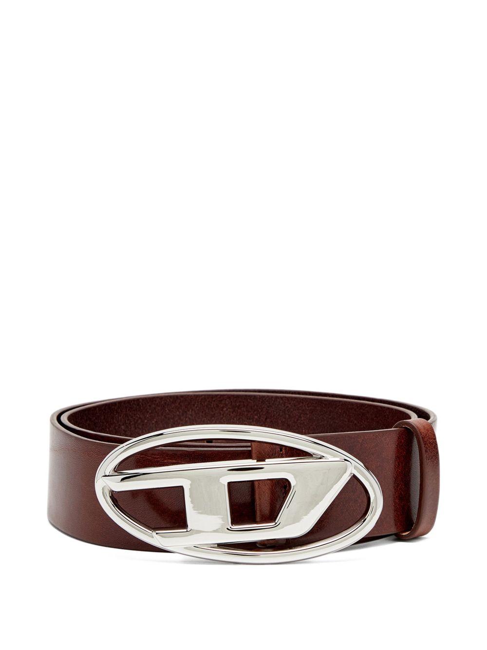 Cintura con fibbia logo in marrone Diesel - unisex 