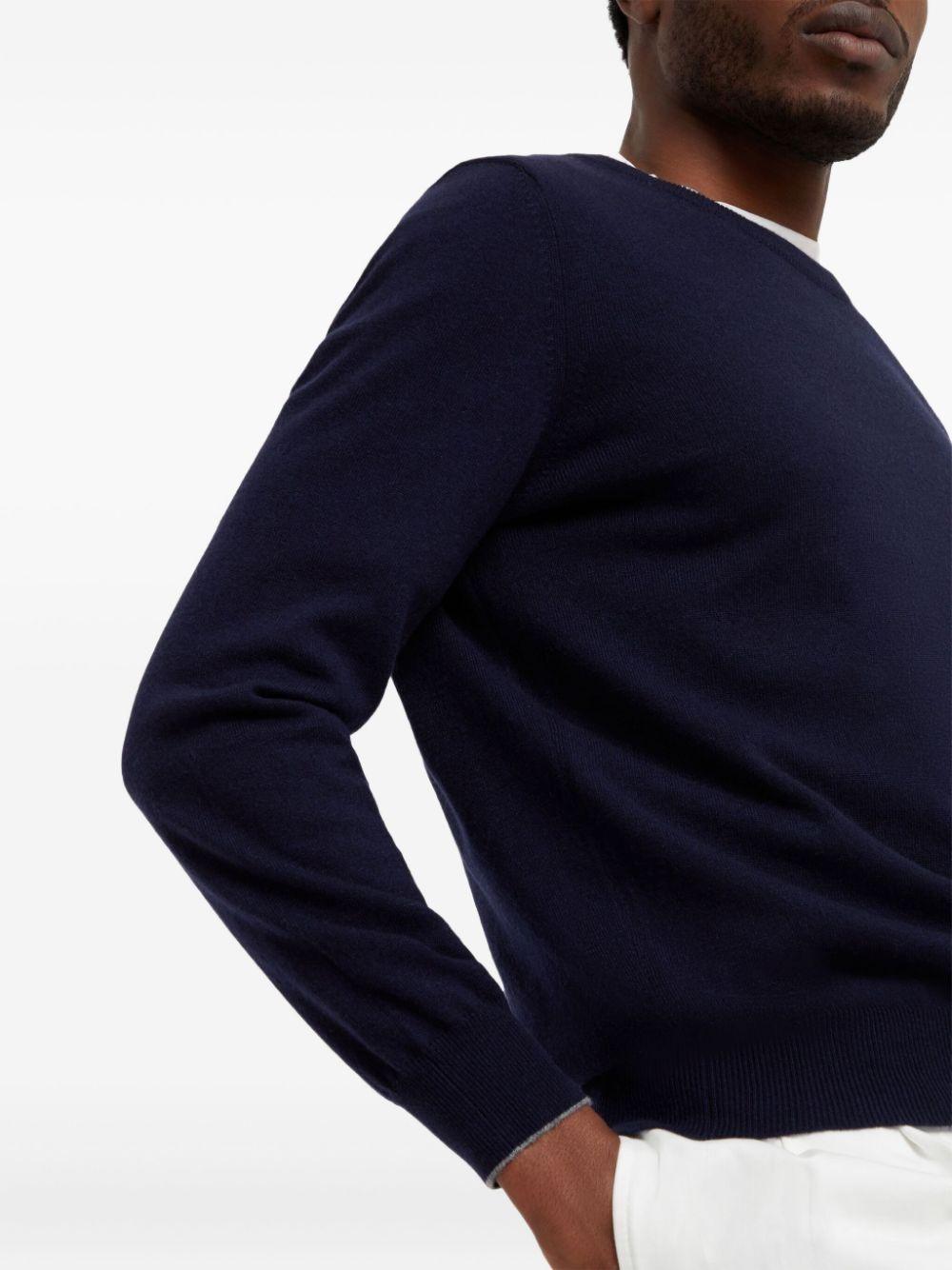 Maglione a girocollo in blu Brunello cucinelli - uomo 