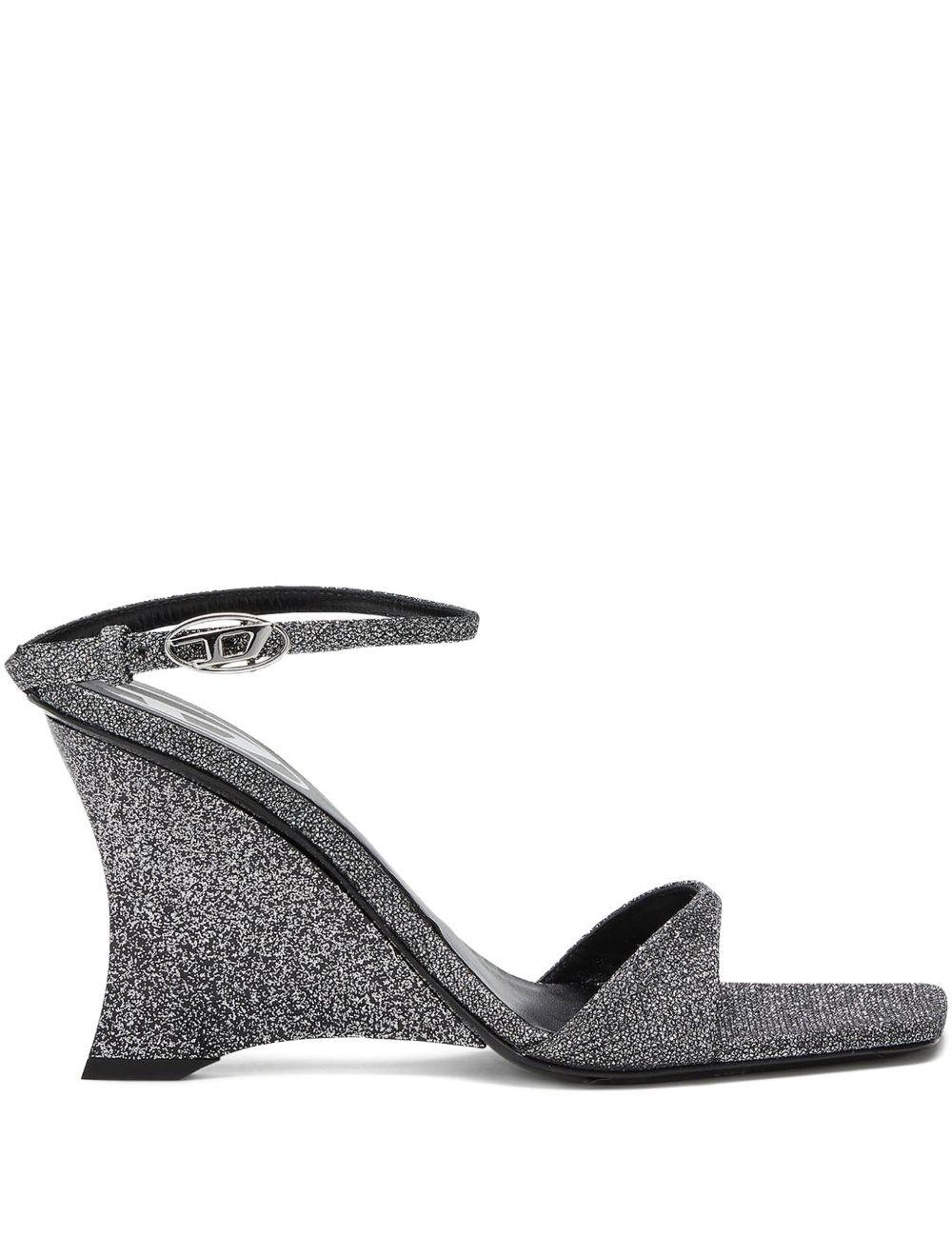 Sandali con zeppa D-Amber in argento Diesel - donna 