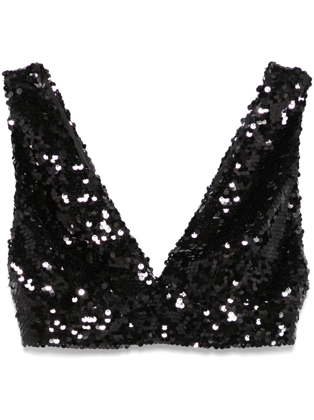 Top con paillettes in nero Philosophy Di Lorenzo Serafini - donna 