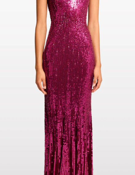 Abito lungo con paillettes black flower in viola Jenny packham - donna 
