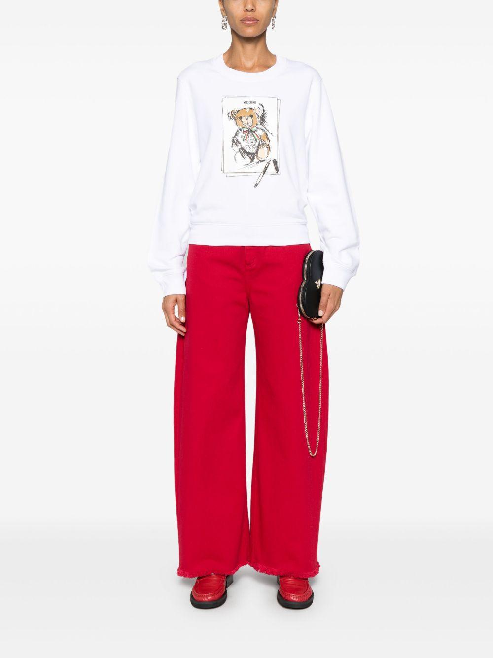 Felpa con stampa grafica in bianco Moschino - donna 
