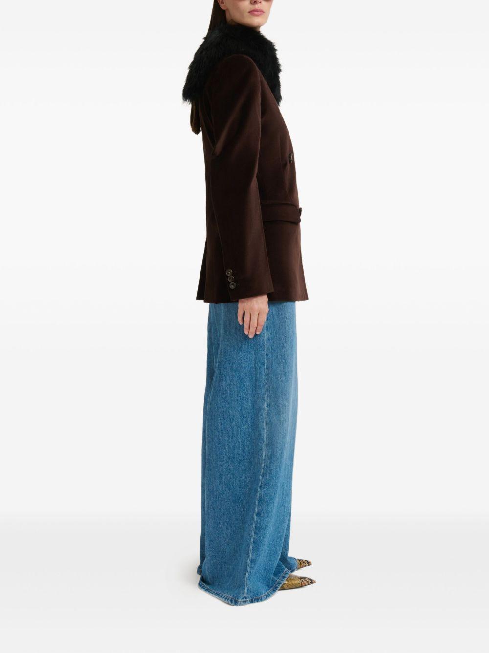 Blazer in velluto con colletto a contraso in marrone Marni - donna 