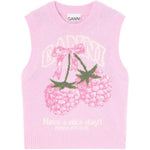 Gilet in maglia con grafica in rosa Ganni - donna 