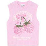 Gilet in maglia con grafica in rosa Ganni - donna 