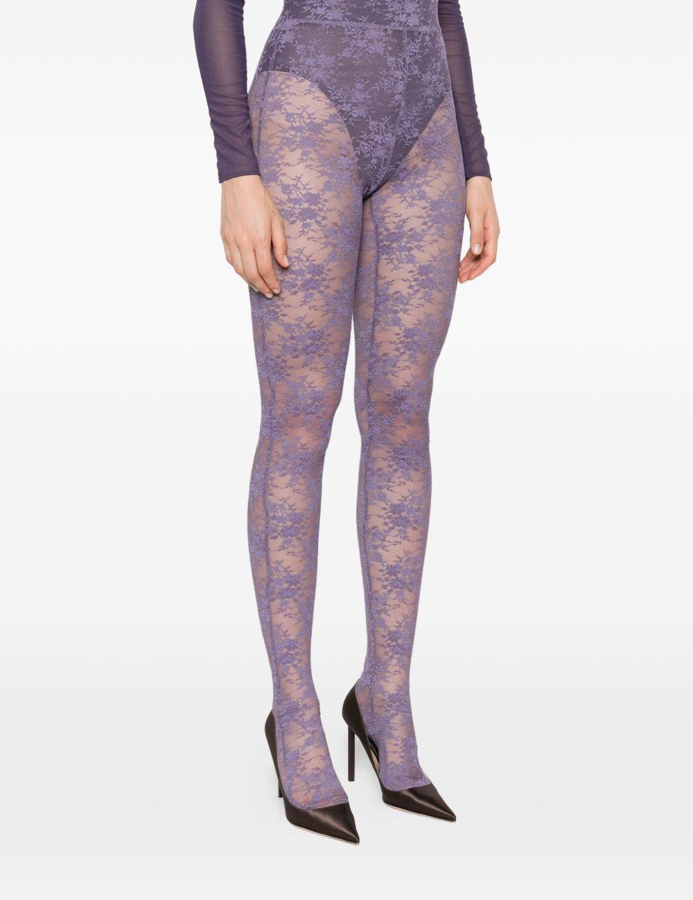 Collant in pizzo floreale in viola Alex perry - donna 