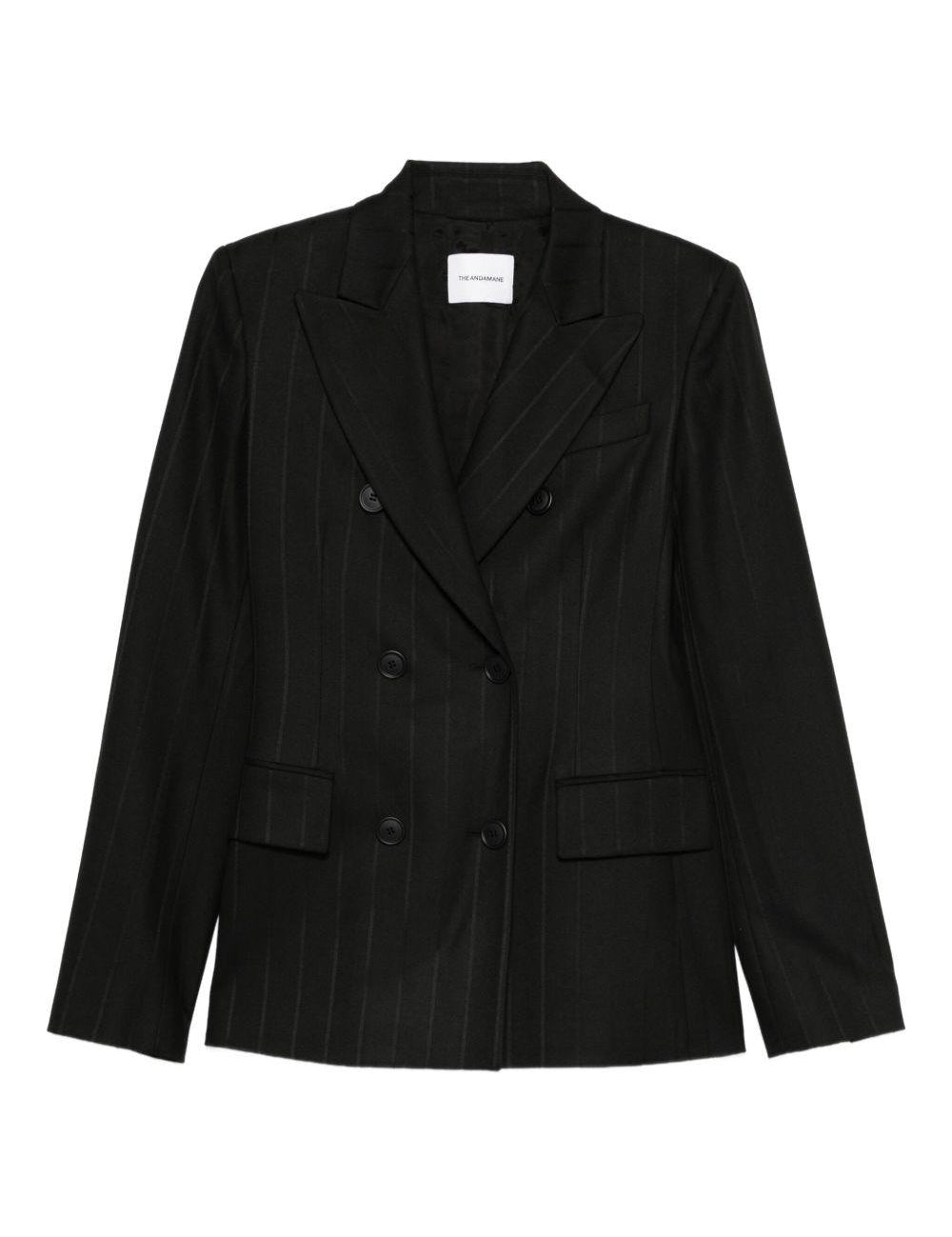 Giacca doppiopetto gessata in nero The andamane - donna 